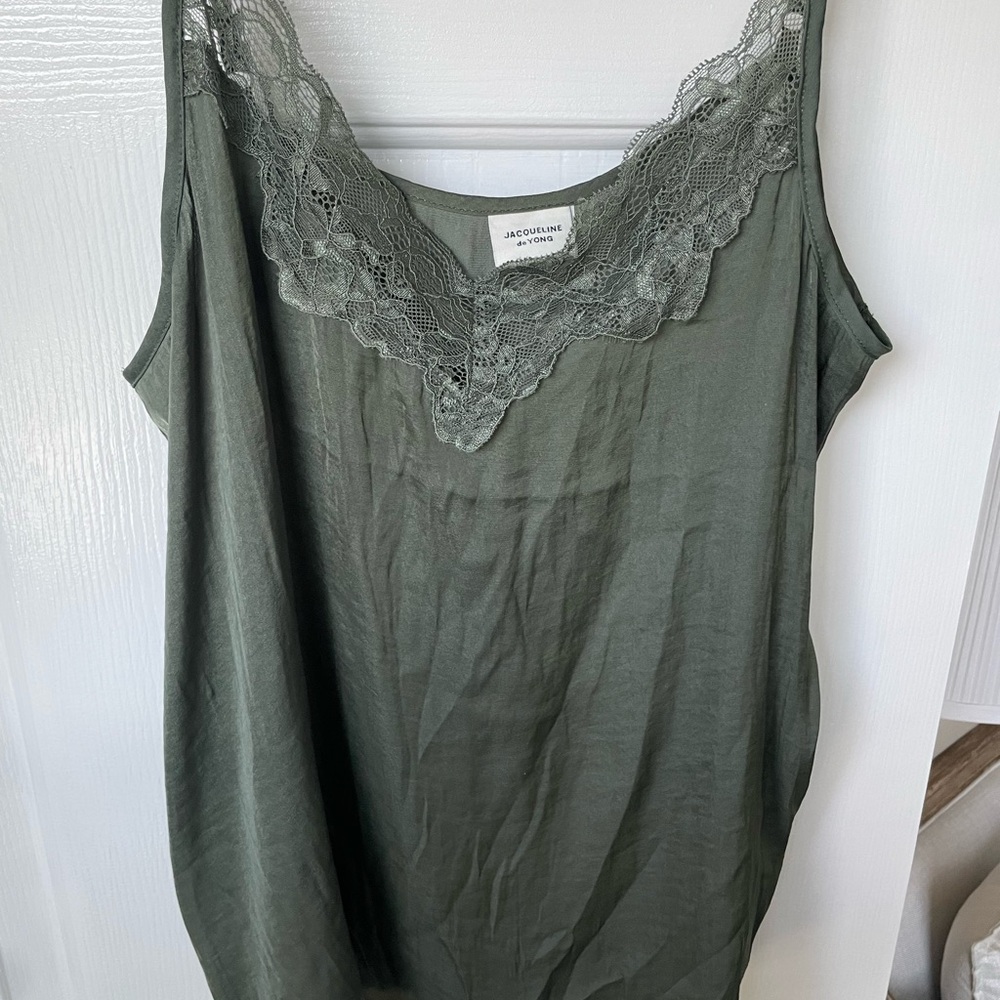 Jacqueline de Yong Green Lace Trim Tank Top. From Spain